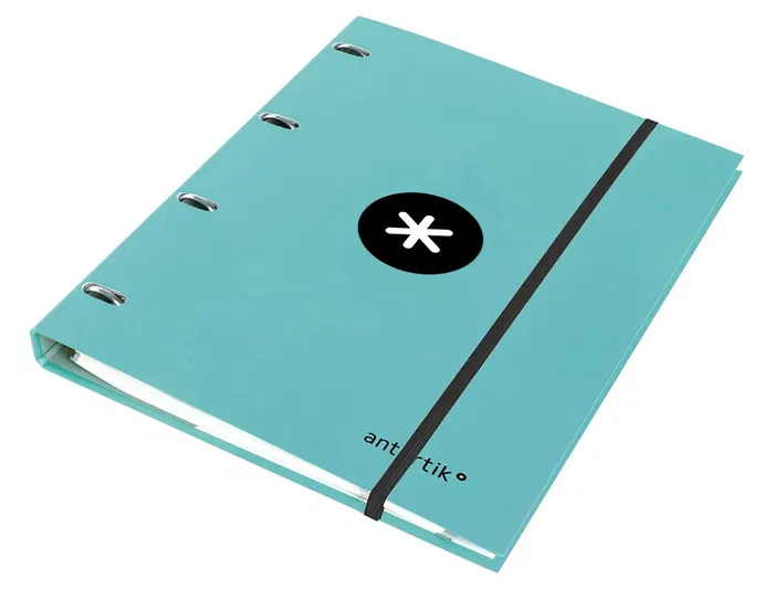 Antartik Carpeta con recambio A4 cuadro 5mm, 4 anillas 25mm redondas, forrada, color menta