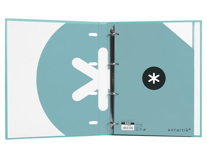 Antartik Carpeta con recambio A4 cuadro 5mm, 4 anillas 25mm redondas, forrada, color menta