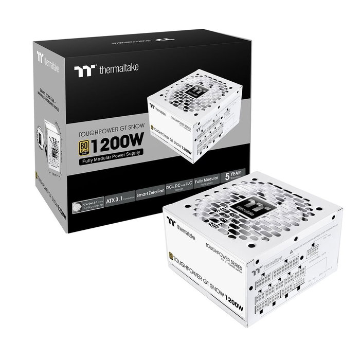 Thermaltake Toughpower GT Snow 1200W ATX 3.1 Blanca, Modular, 80+ Gold Thermaltake Toughpower GT Snow 1200W ATX 3.1 Blanca, Modular, 80+ Gold