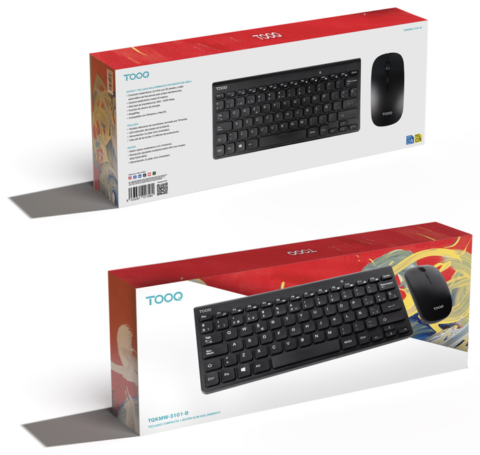 Tooq TQKMW-3101-B Teclado Compacto y Ratón Slim Inalámbrico Negro