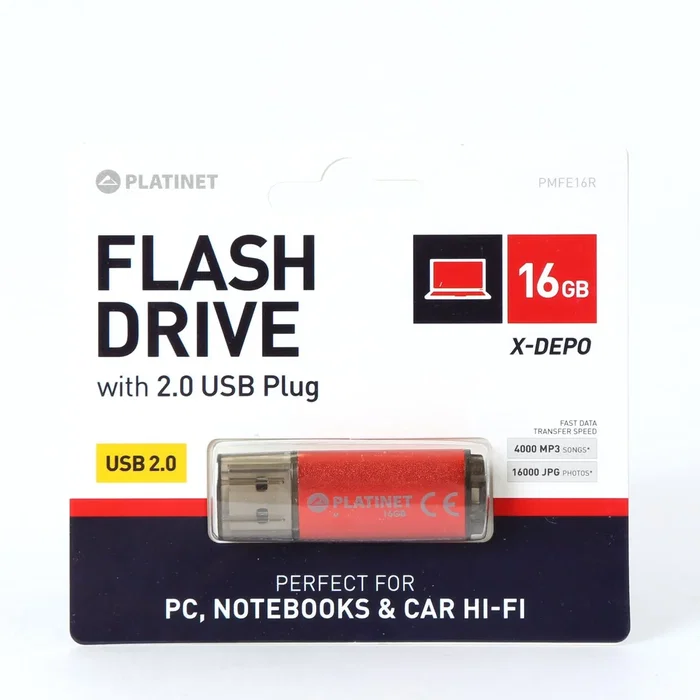Platinet Pendrive USB 2.0 PMFE16R 16 GB Rojo