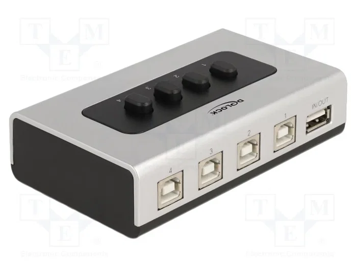 DeLOCK 87763 Conmutador USB 2.0 de 4 x Tipo-B a 1 x Tipo-A