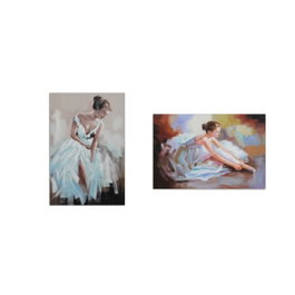 DKD Home Decor Set de 2 Cuadros de Lienzo Bailarina Multicolor