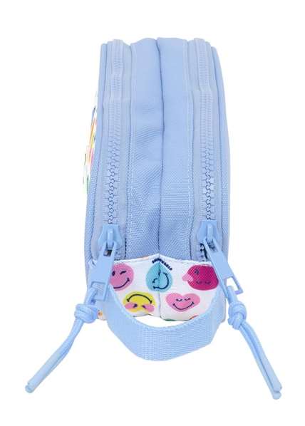 Portatodo Doble Smiley Joyful Multicolor Azul claro 21 x 8 x 6 cm