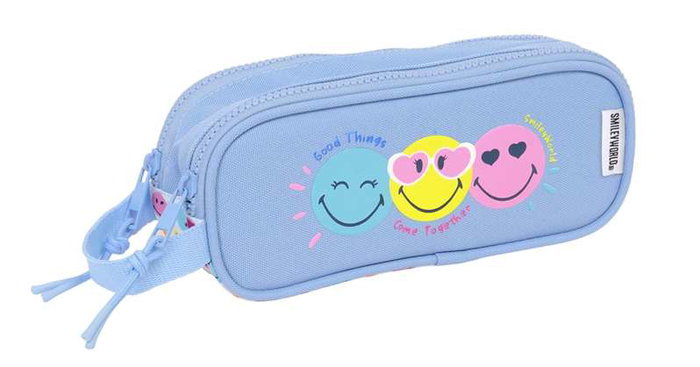 Portatodo Doble Smiley Joyful Multicolor Azul claro 21 x 8 x 6 cm