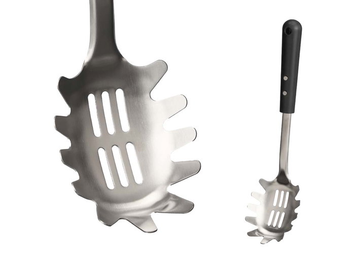 Kinvara Pala Espagueti Mango Suave Negro Mate 32x5x8 cm Acero y Plástico (Set de 24)