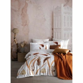 Aucune Juego de cama blanco de 100% algodón satén con funda nórdica y 2 fundas de almohada de 220x240 cm