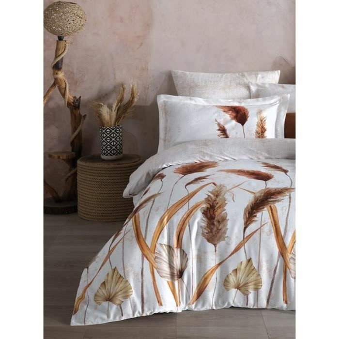 Aucune Juego de cama blanco de 100% algodón satén con funda nórdica y 2 fundas de almohada de 220x240 cm Aucune Juego de cama blanco de 100% algodón satén con funda nórdica y 2 fundas de almohada de 220x240 cm