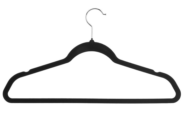 Kipit Set 6 Perchas Flocadas Negras 44x23x4cm (Set de 24)