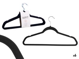 Kipit Set 6 Perchas Flocadas Negras 44x23x4cm (Set de 24)