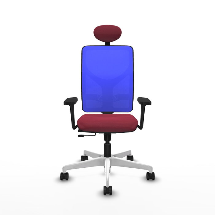 PIQUERAS Y CRESPO Silla de oficina Motilla con mecanismo Sincro/Traslack, Tela Granate y Malla Azul
