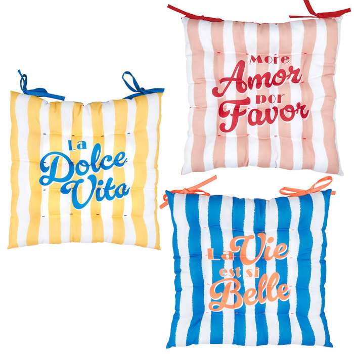 Home Deco Factory Cojín Silla Hidrófugo Estampado 40x40 cm - Colección Dolce Vita - Amarillo, Azul, Naranja, Rosa, Rojo Home Deco Factory Cojín Silla Hidrófugo Estampado 40x40 cm - Colección Dolce Vita - Amarillo, Azul, Naranja, Rosa, Rojo