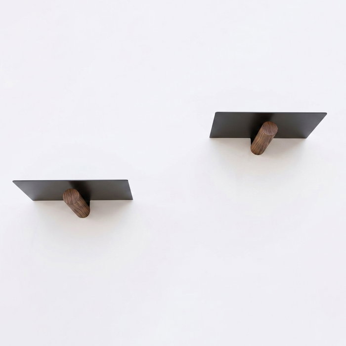 Hanah Home WR042 Estantería de Tubo, Madera de Carpe y Metal, 21x15x6 cm (2 Piezas), Marrón y Negro