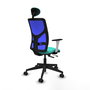 PIQUERAS Y CRESPO Silla de oficina Motilla con mecanismo Sincro/Traslack, Turquesa y Azul