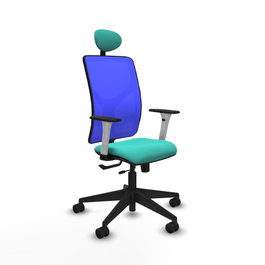 PIQUERAS Y CRESPO Silla de oficina Motilla con mecanismo Sincro/Traslack, Turquesa y Azul