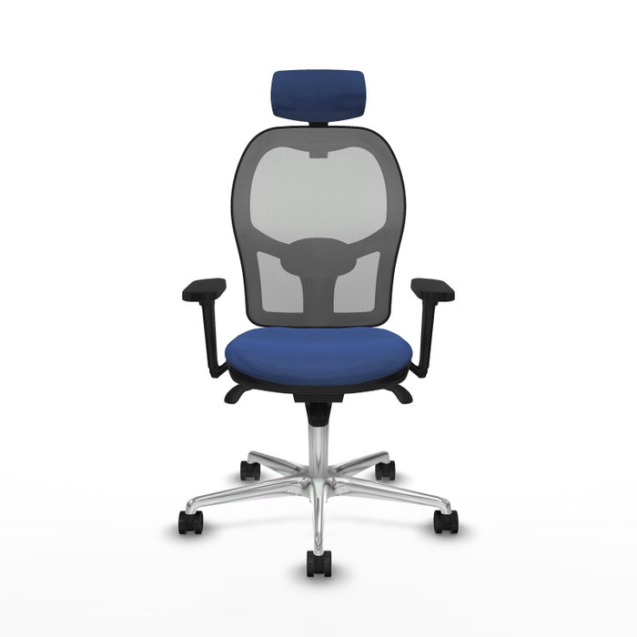 PIQUERAS Y CRESPO Silla de oficina Jorquera con mecanismo sincro, tela azul marino y malla gris