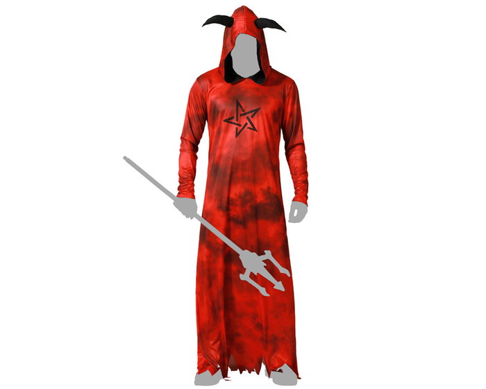 Disfraz Demonio Rojo Halloween Hombre Adulto Túnica Con Capucha Talla M-L