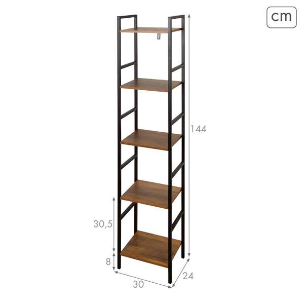Color Baby Max Home Estantería 5 Baldas 30x24x144cm Hierro y MDF Madera