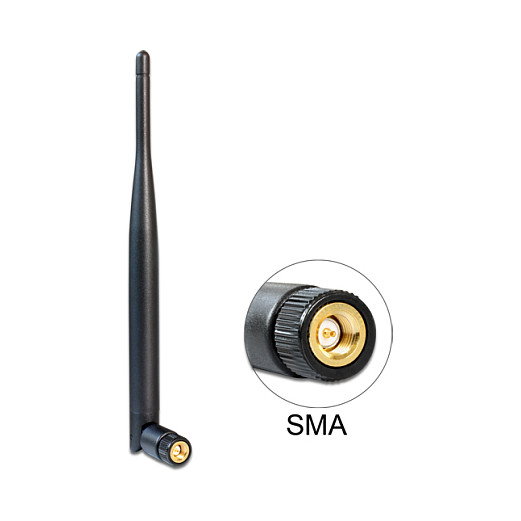 DeLOCK 89438 Antena WLAN SMA 5 dBi Omnidireccional con Gelenk/Junta para 802.11 a/b/g/n/ac, Negro DeLOCK 89438 Antena WLAN SMA 5 dBi Omnidireccional con Gelenk/Junta para 802.11 a/b/g/n/ac, Negro