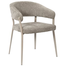 Home Deco Factory Silla Diseño Emilia Taupé Colección Terra Nova, Poliéster y Madera 55x55x78 cm