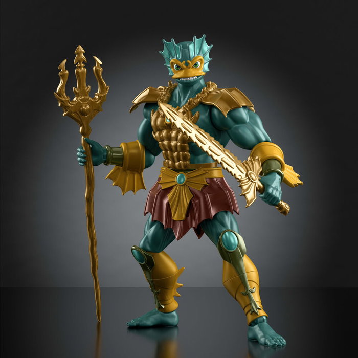 MATTEL Cartoon Collection Origins Masters of the Universe Figura Mer-Man 14cm Articulada con Accesorios Intercambiables