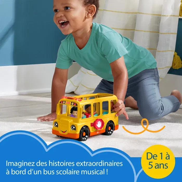 Fisher-Price Autobús Escolar Little People Vehículo de Empuje Musical HYT03