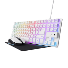 Trust GXT794W Pack Gaming 3 en 1 Teclado Mecánico RGB Tenkeyless QWERTY Español Ratón y Alfombrilla Blanco
