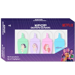 SAFTA Set de 4 Rotuladores Fluorescentes K-Pop Demon Hunters Chibi