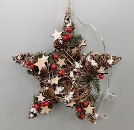 DKD Home Decor Decoración Colgante de Madera Estrella 31x14x31 cm