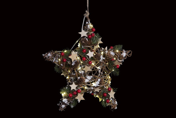 DKD Home Decor Decoración Colgante de Madera Estrella 31x14x31 cm