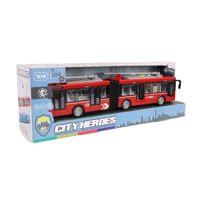TACHAN Autobús Doble Luz-Sonido Héroes de Ciudad 1:16
