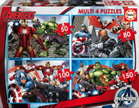 EDUCA BORRAS Marvel Avengers Multi 4 Puzzles (50, 80, 100, 150 piezas)