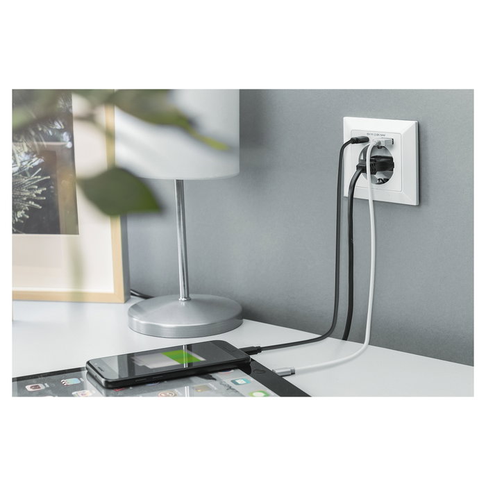 Digitus Enchufe de seguridad para montaje empotrado con USB Type-C™ y USB A, Blanco