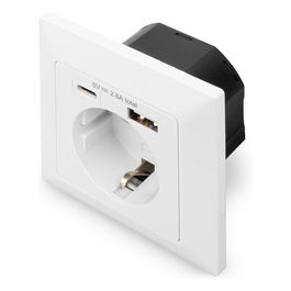Digitus Enchufe de Seguridad empotrado USB Type-C y USB A Blanco 250V 50Hz