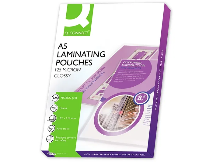Q-connect Bolsa de plastificar 153 x 216 mm Din A5 125 mc autoadhesivas Caja de 100 unidades
