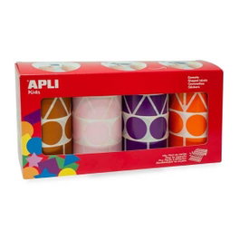 Apli Gomets Figuras Geométricas XL Colores Surtidos, 4 Rollos
