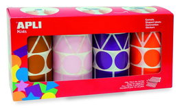 Gomets Apli Rollo 59H Xl Figuras Geom.(Cl.,Tr.,Cd.,Rg.) 27 Mm Pack 4 Rollos (Mr-Nj-Rs-Vl) 5.428 Uds. (11913)