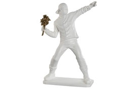 DKD Home Decor Figura Resina Soldier Blanco y Dorado
