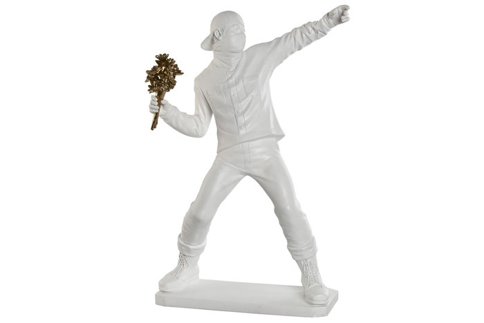 DKD Home Decor Figura Resina Soldier Blanco y Dorado DKD Home Decor Figura Resina Soldier Blanco y Dorado