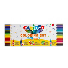 Set Carioca Coloring 65 Piezas (30 Rotuladores, 30 Lapices De Colores, 2 Lapices Hb, 2 Gomas De Borrar Y 1 Afilalapiz)