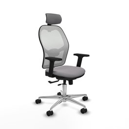 PIQUERAS Y CRESPO Silla de oficina Jorquera con mecanismo Sincro/Traslack, Gris y Blanco