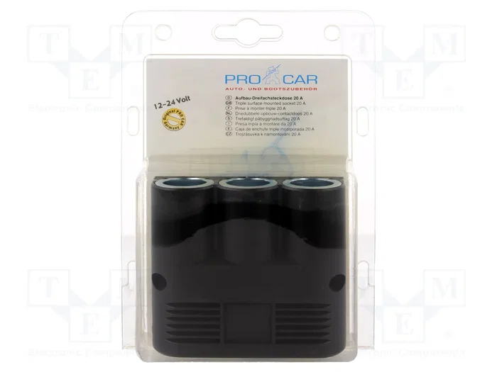PRO CAR Tomacorriente de encendedor negro 12-24V DC 16A