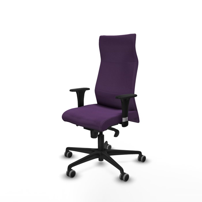 PIQUERAS Y CRESPO Sillón Albacete con Mecanismo Sincro, Tela Morada, Brazos 1D y Ruedas 65 mm