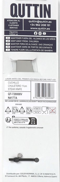 Quttin Cuchillo Chuletero 11 cm Packwood (36 Unidades)