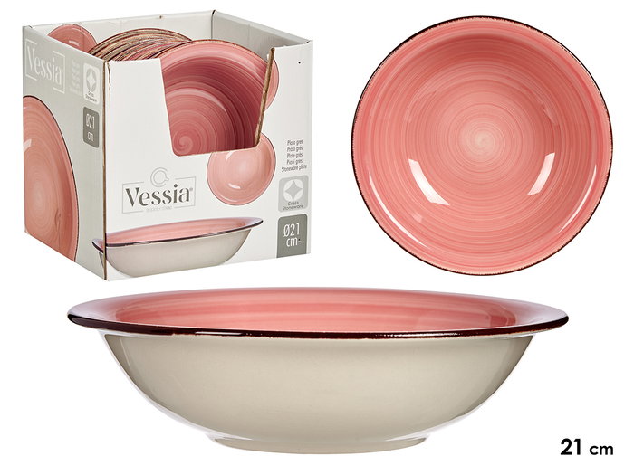 Vessia Plato Hondo Gres Rosa con Borde 20.5x5.5x20.5 cm (Set de 24) Vessia Plato Hondo Gres Rosa con Borde 20.5x5.5x20.5 cm (Set de 24)
