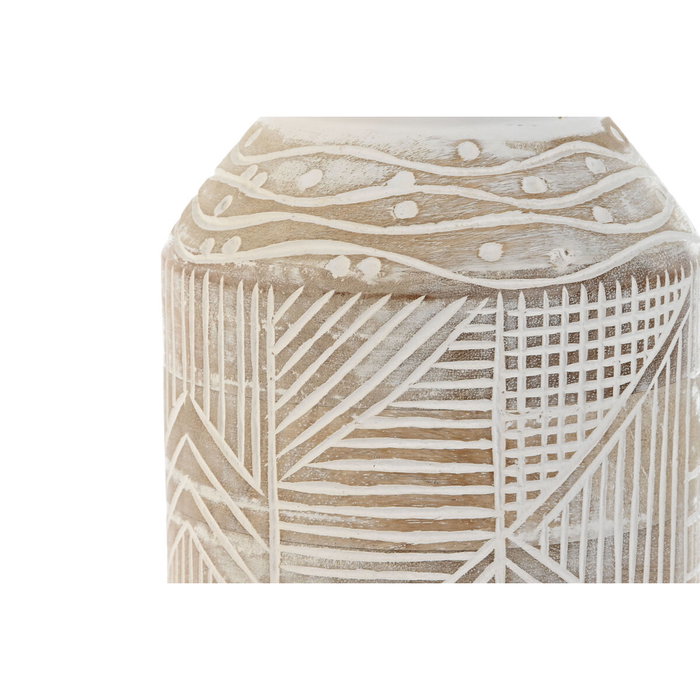 DKD Home Decor Jarrón Mango 15x15x38 Blanco y Natural