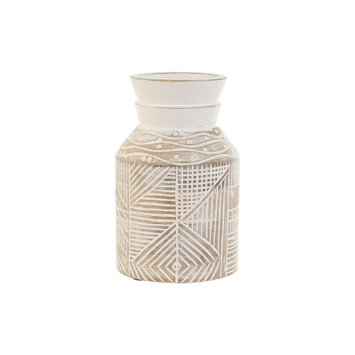 DKD Home Decor Jarrón Mango 15x15x38 Blanco y Natural