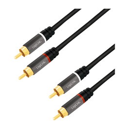 LogiLink Cable de Audio 2x RCA/M a 2x RCA/M de 7,5 m, Negro