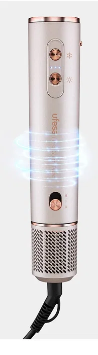 Ufesa Pro Glam Twist Secador Moldeador 1400 W con 6 Accesorios, Motor BLDC, Sistema Coanda, Oro Rosa