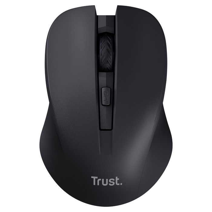 Trust Mydo Ratón Óptico Inalámbrico Silencioso (Reducción Ruido 90%), Ambidiestro, 1800 DPI, 3 Niveles DPI, Negro - Incluye Receptor USB